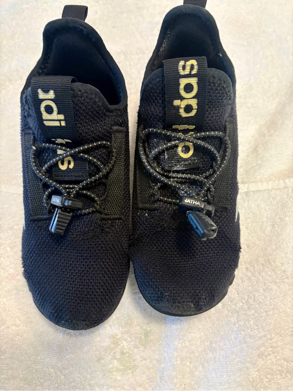 adidas Black Kids Sneakers with Gold Logo Accent